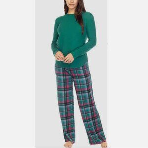 Honeydew Intimates 2 PC Pajamas Set Plus Size 3X Plaid Green Pink Top Pants